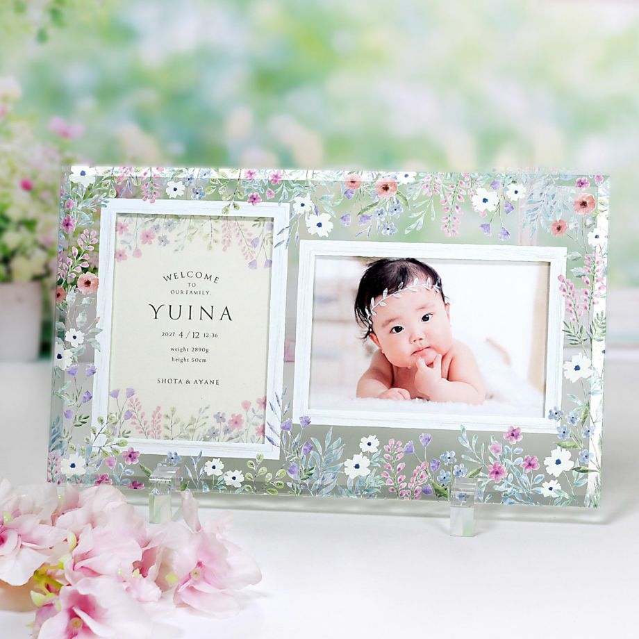花柄模様のベビーフォトフレーム