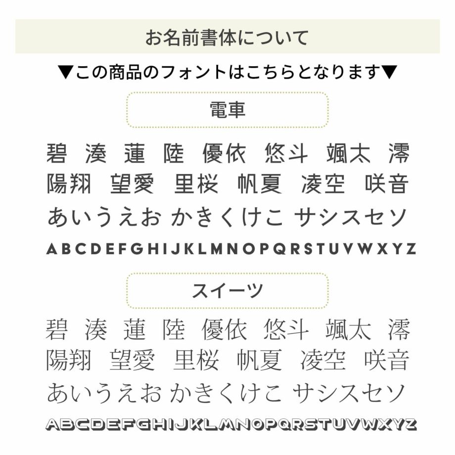 お名前の書体について
