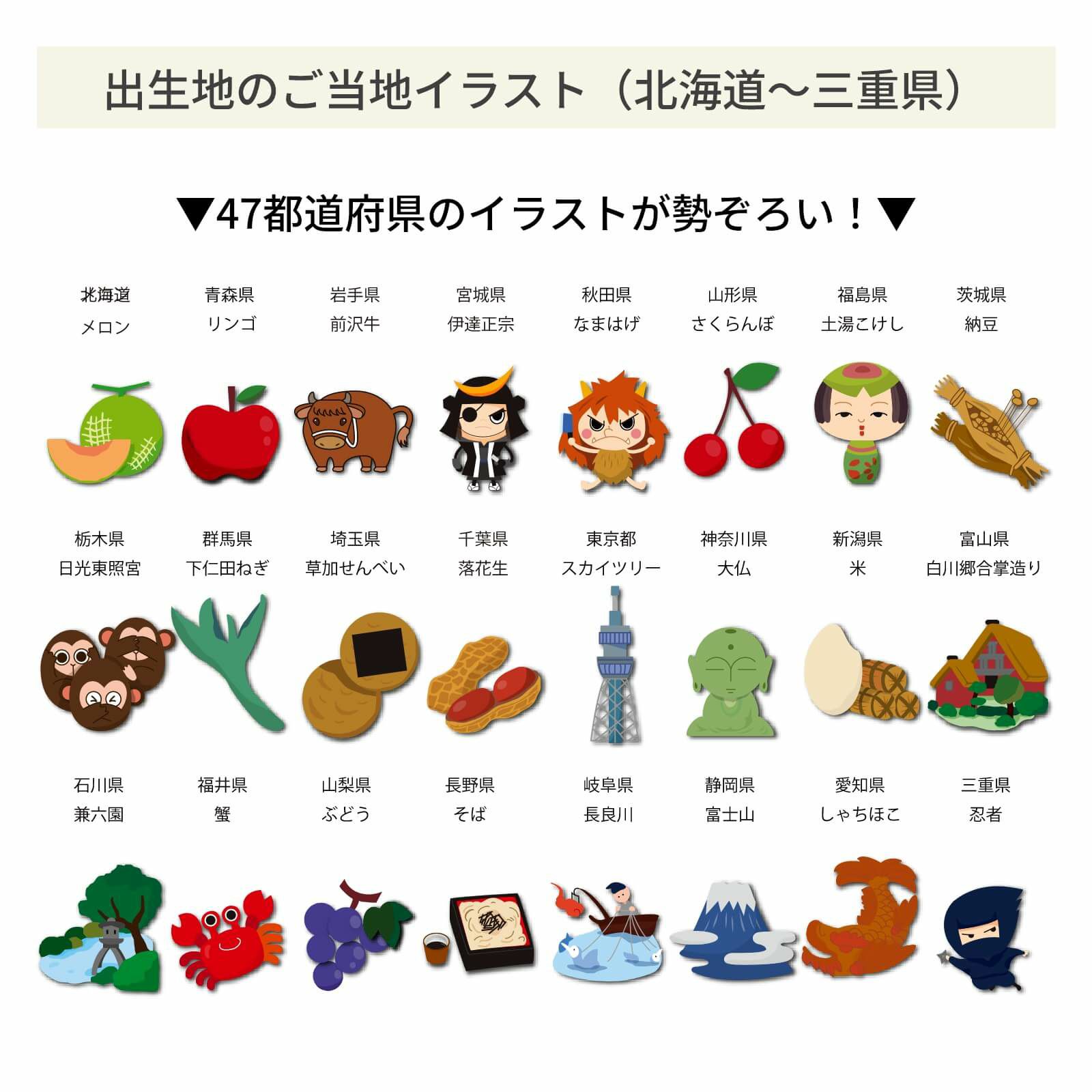 47都道府県のイラストが勢ぞろい！