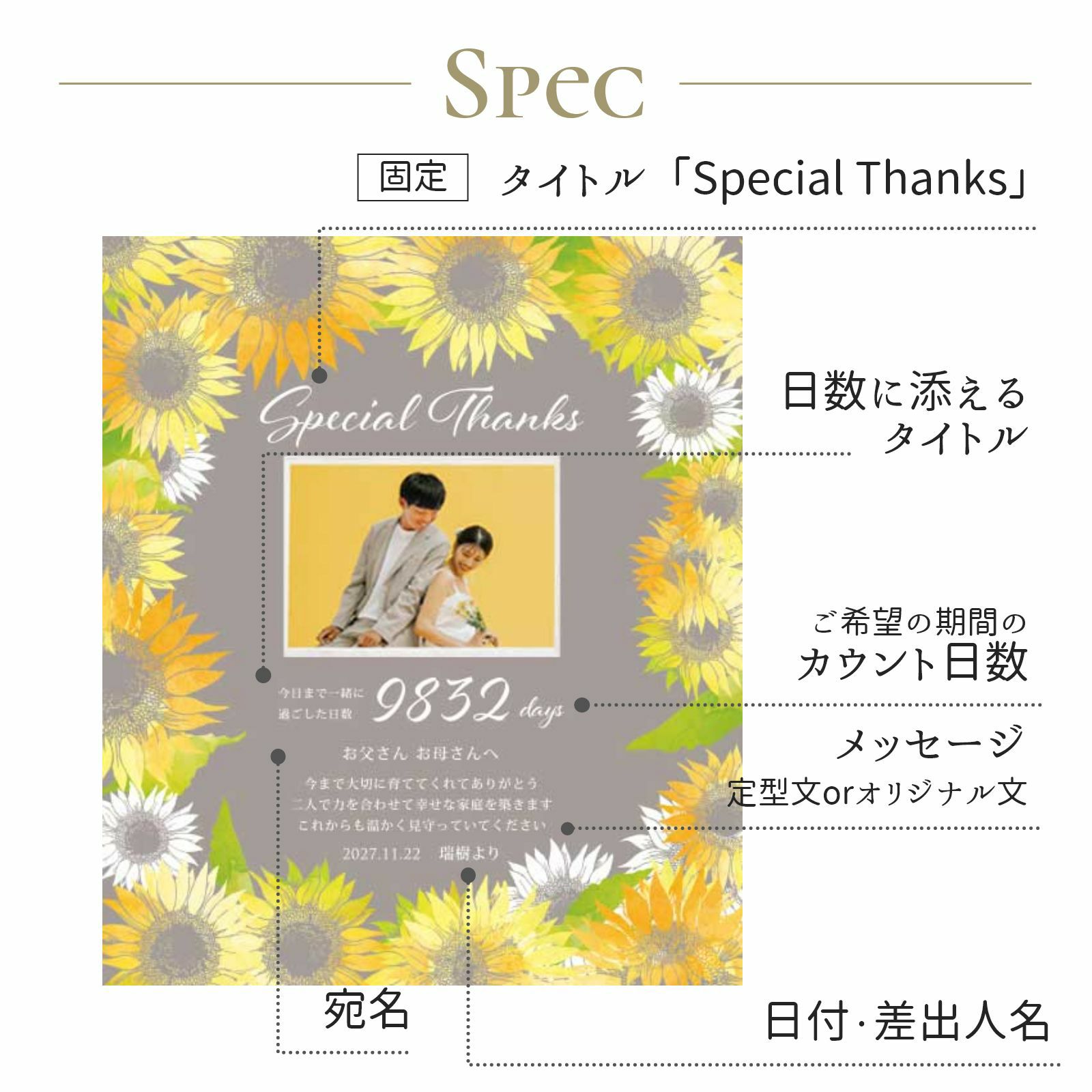 ひまわり子育て感謝状スペック