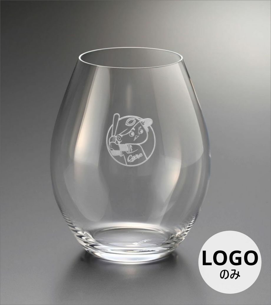 カープロゴのみ彫刻したグラス