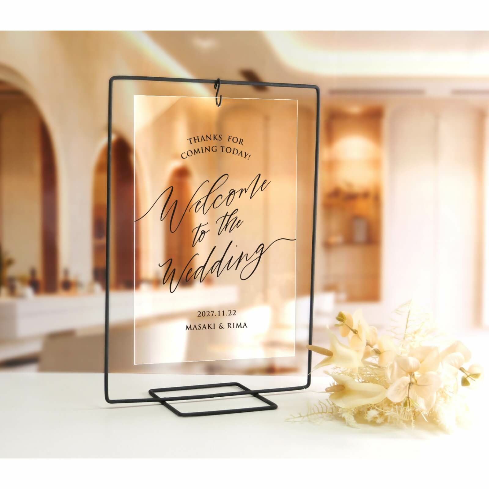 人気のコッパースタンドモダンで洗練されたウェルカムボード