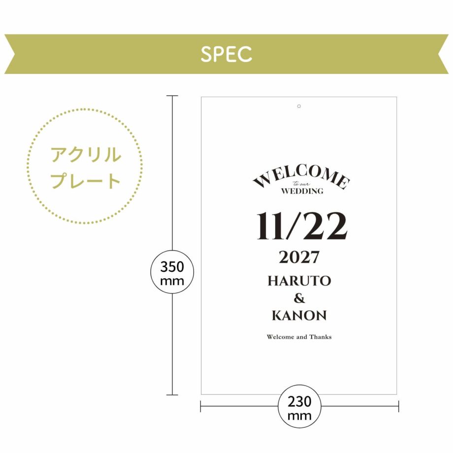 アクリルプレートのサイズ詳細