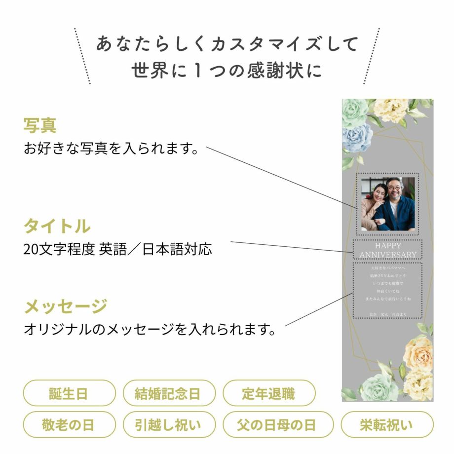 あなたらしくカスタマイズして世界に1つだけの感謝状に