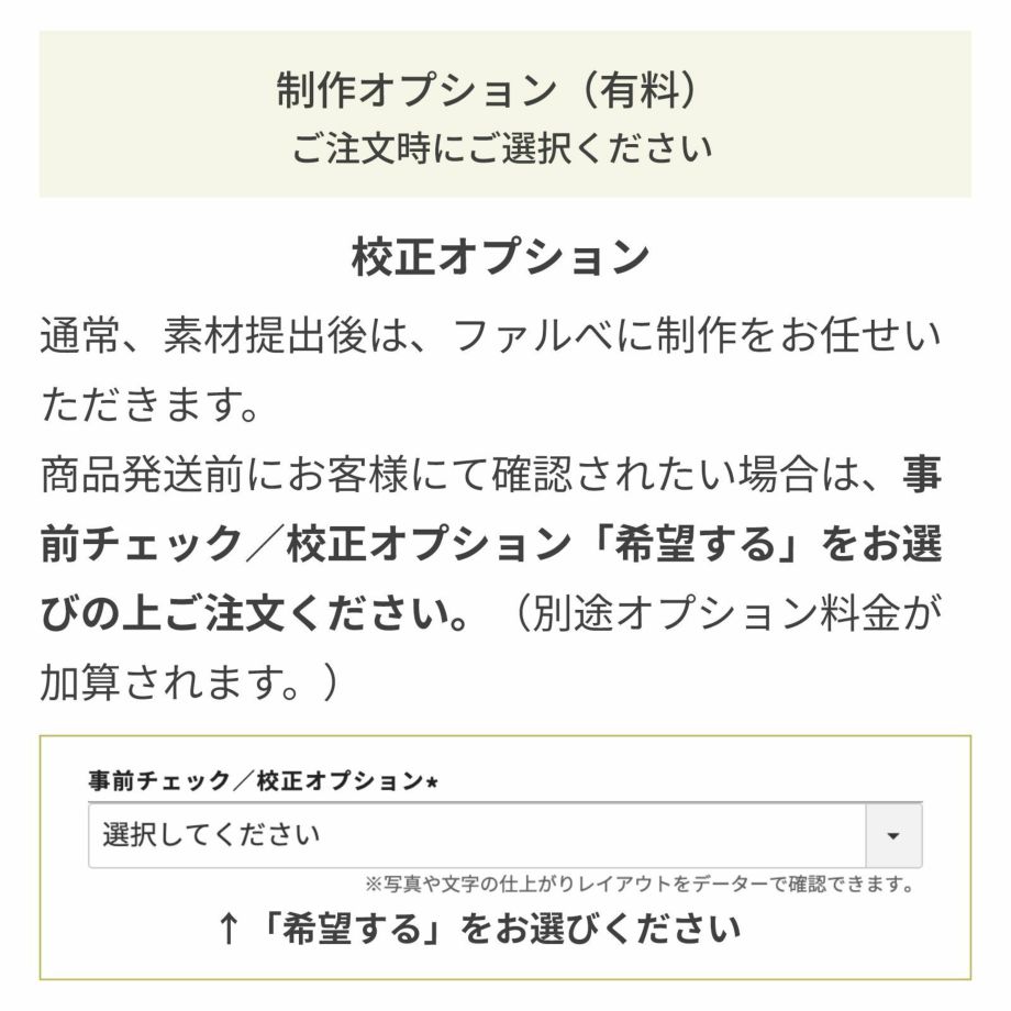 校正オプションについて