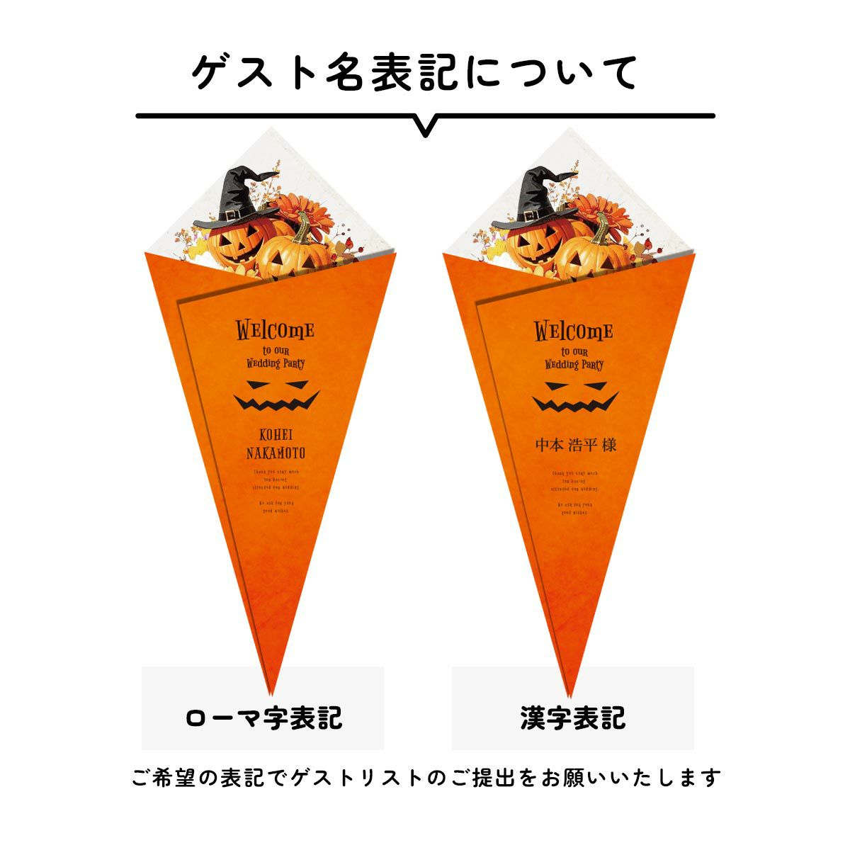 ゲスト名表記についてローマ字or漢字が選べます