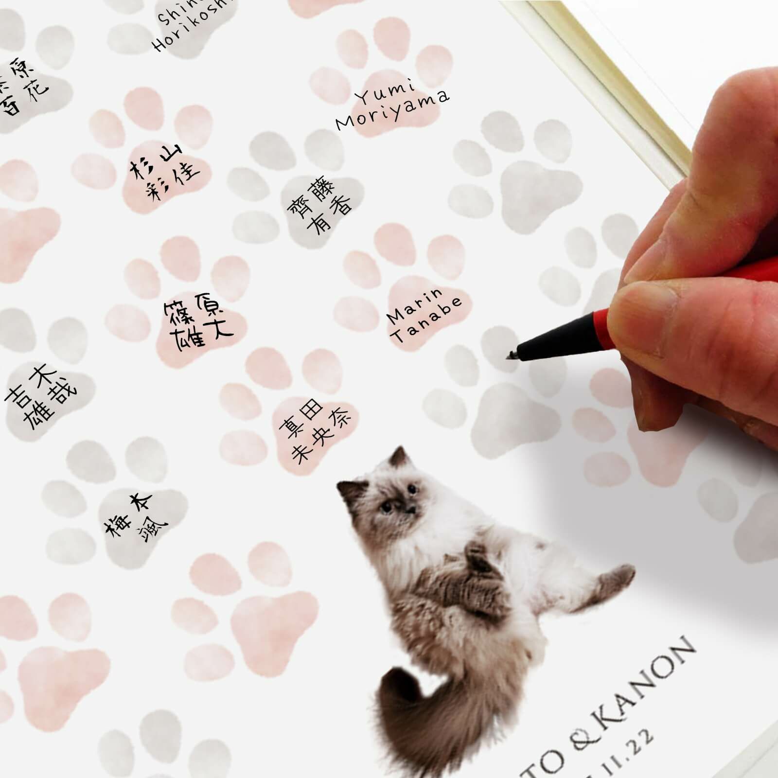 愛猫の写真入りだから特別感がアップゲスト参加型サイン式結婚証明書