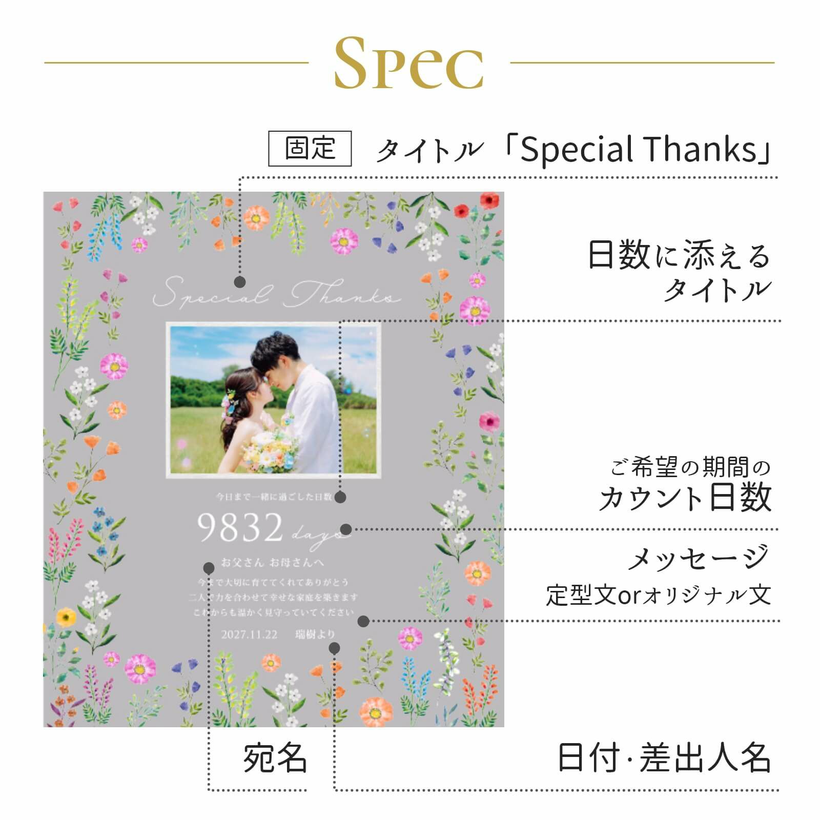 子育て感謝状名入れ項目スペック