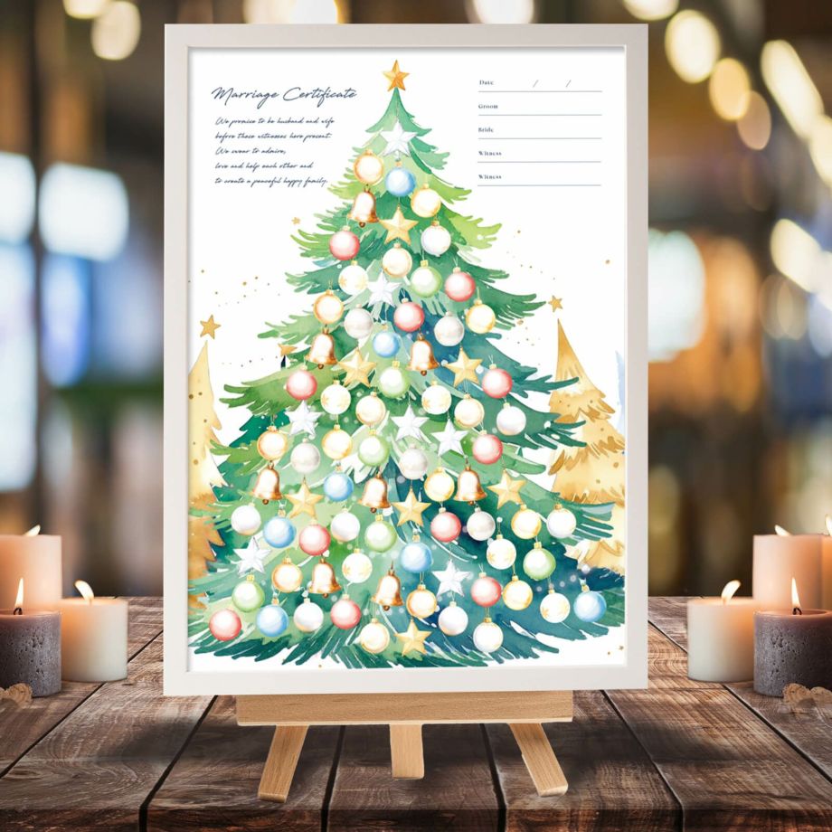 ゲストの祝福で彩られる寄せ書きタイプの結婚証明書