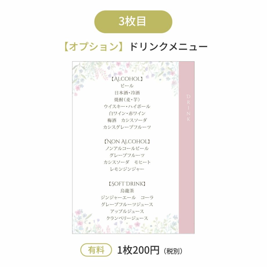 3枚目はオプションドリンクメニュー