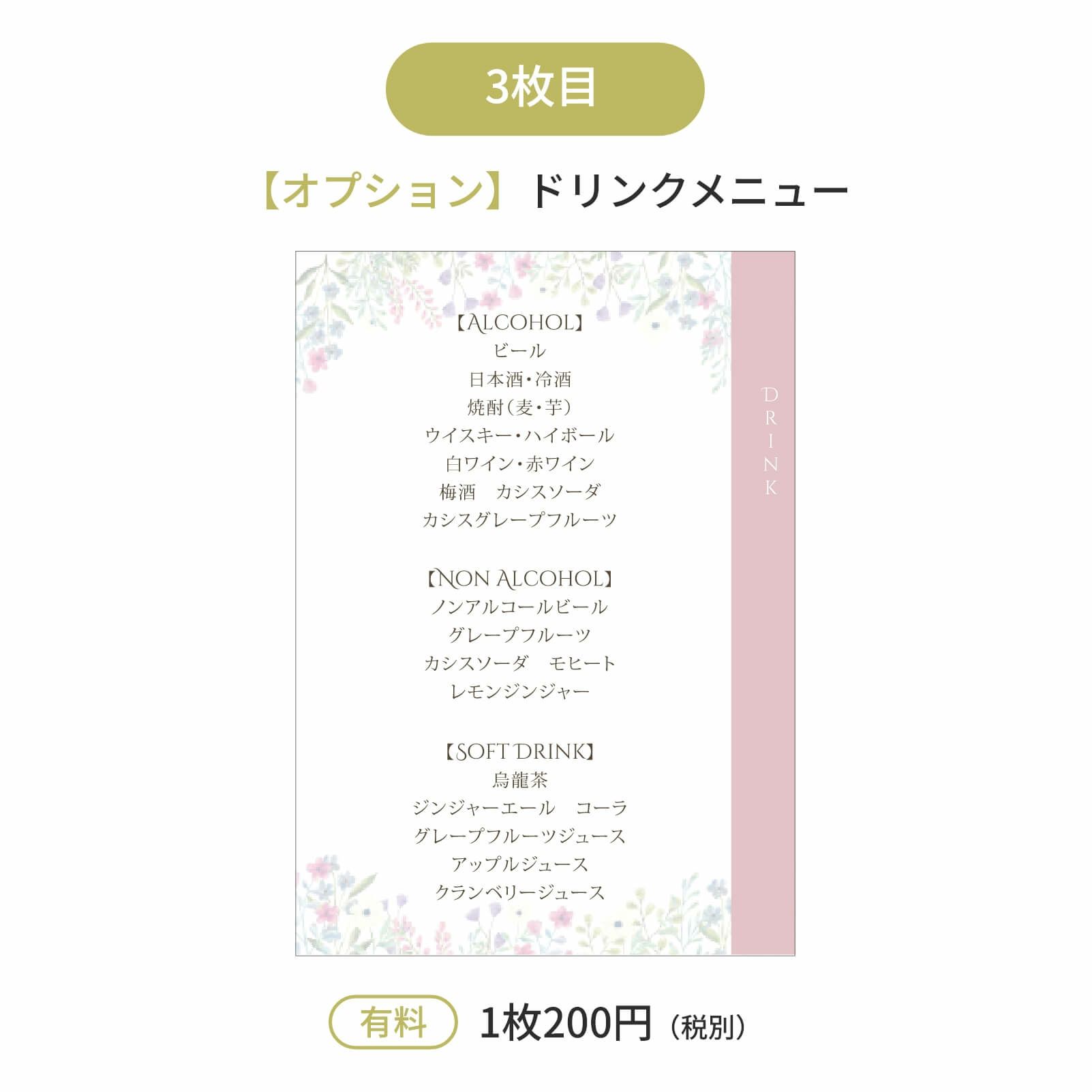 3枚目はオプションドリンクメニュー